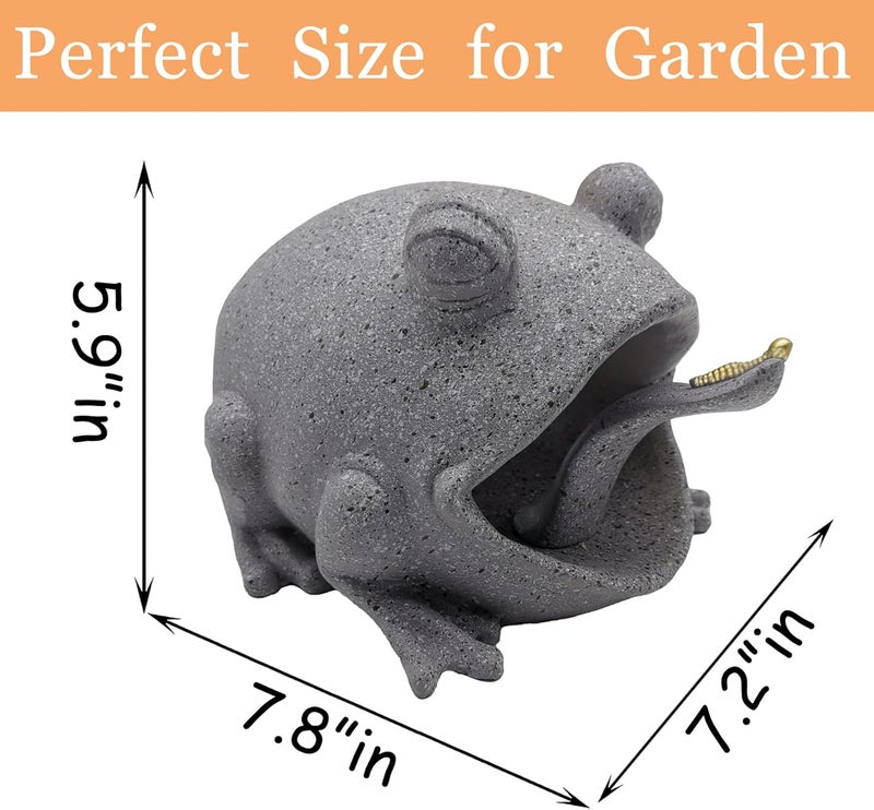 Teaeeno Frog Gutter Downspout Extension Decorative, Animal Gutter Extension Decor Statue,3"×4" Rain Gutter Downspout Splash Block,Garden Splash Block Outdoor Sculpture (Grey) - Image 3